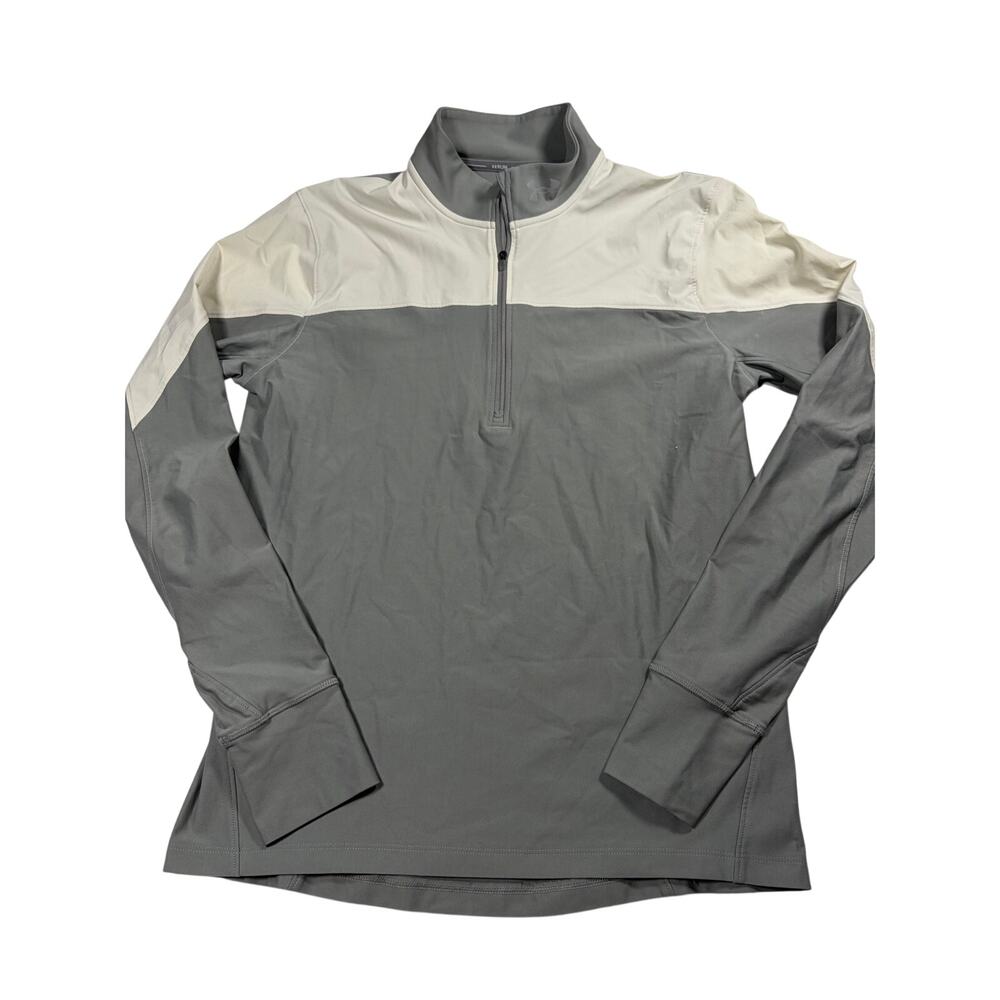 Under armour run Women’s 1/4 zip jacket Medium Gray and white color block